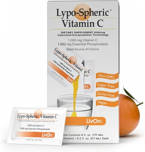 Miniatura 10 de LivOn Laboratories Lypo–Spheric Liposomal Vitamina C 1000mg 30 paquetes – Sin azúcar, apoyo inmunológico, a base de plantas – Fácil de tragar