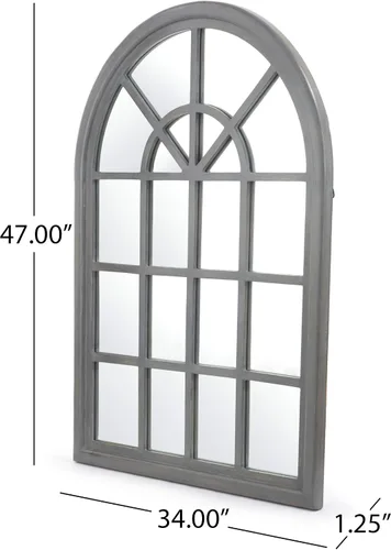 Miniatura 9 de GDF Studio Sebastiane - Espejo tradicional arqueado para ventana, color gris lavado