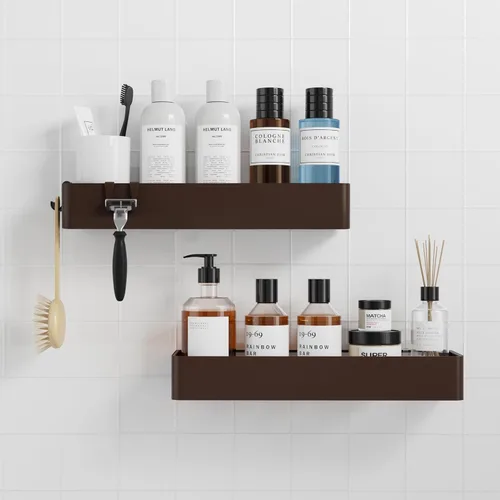 Miniatura 15 de Kitsure Organizador de ducha – Paquete de 2 organizadores de ducha adhesivos, estantes de metal inoxidables, organizadores de baño sin taladrar