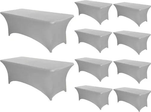 Miniatura 50 de PTC21B - Juego de 6 manteles elásticos de 6 pies, color negro, rectangular, ajustable, lavable, de elastano, para fiestas, bodas, cócteles