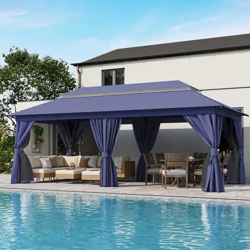 Miniatura 36 de LAUSAINT HOME 8'x8' Outdoor Gazebo, Metal Frame Heavy Duty Patio Canopy Tent Shelter with Double Roofs, Mosquito Nettings and Privacy Screens for