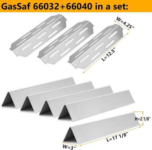 Miniatura 2 de GasSaf Barras aromatizantes de 17 pulgadas para parrillas de gas Weber Genesis II 300, deflectores de calor 304 para Weber GS4 Genesis II E-310, II