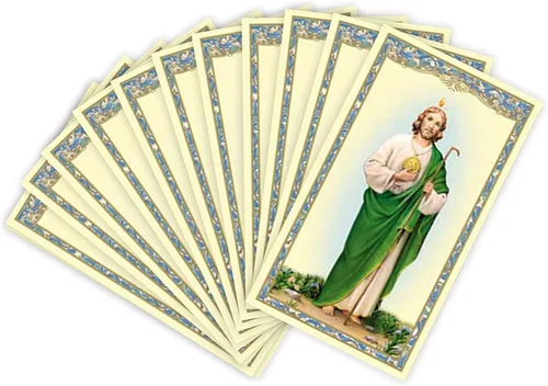 Christian Brands Tarjeta sagrada religiosa de San Judas, tarjeta de cartulina con oración a San Judas en la parte posterior (paquete de 10)