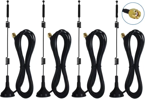 Antena WiFi de doble banda de largo alcance (paquete de 4), eifagur 9dbi 2.4GHZ 5GHZ 5.8GHZ RP-SMA conector con base magnética para cámara IP,