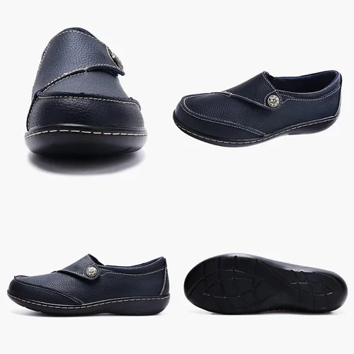 Miniatura 2 de UZB Mocasines de cuero cómodos con velcro para mujer