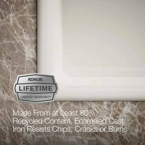 Miniatura 9 de KOHLER Iron/Tones K-5707-96 - Fregadero de cocina de 33 pulgadas en la parte superior/inferior, fregadero de cocina de un solo tazón, K-5707-96