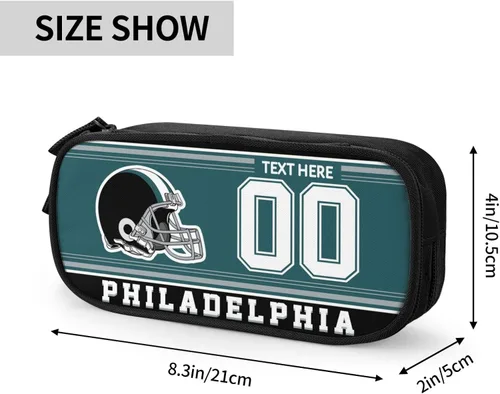 Miniatura 2 de Estuche para lápices Philadelphia, caja de lápices con nombre y número, estuche personalizado de estilo de fútbol, estuche de bolígrafo