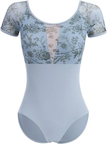 AFAVOM Leotardos de ballet para mujeres adultas con estampado de flores de mariposa sin espalda, leotardos de gimnasia con brasier y prácticas de