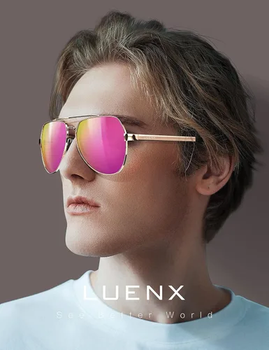 Miniatura 8 de Lentes para aviador Luenx polarizados, para hombres y mujeres, con armazón de metal grande, protección UV 400