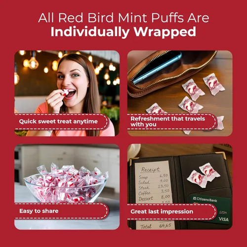 Miniatura 4 de Red Bird Caramelo de menta suave, envuelto individualmente, mentas de aliento sin gluten, bolsa de 10 onzas