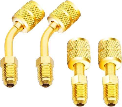 Miniatura 3 de Zoizocp Adaptador R410A 5/16 pulgadas SAE hembra a 1/4 pulgadas SAE macho estriado para aire acondicionado HVAC, 1 adaptador recto + 1 adaptador