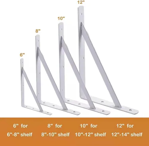 Miniatura 2 de Soportes de estante de 6 pulgadas, paquete de 8 soportes en L resistentes para estantes, soportes de metal triangulares de 90 grados para estantes