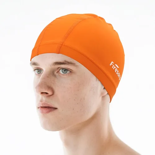 Miniatura 9 de Gorro de natación de tela Firesara, gorro de baño de alta elasticidad mantiene el cabello limpio y transpirable, se ajusta tanto al cabello largo