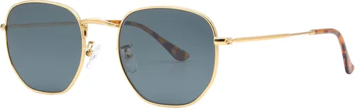 Miniatura 2 de Gafas de sol hexagonales con lente de vidrio retro para hombres y mujeres marco de metal cuadrado vintage con lentes planas 2126in tamaño grande