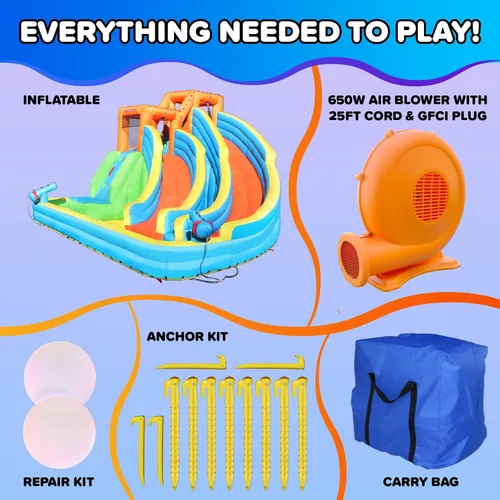Miniatura 7 de Mi primer tobogán inflable de agua Sportspower, picos gemelos