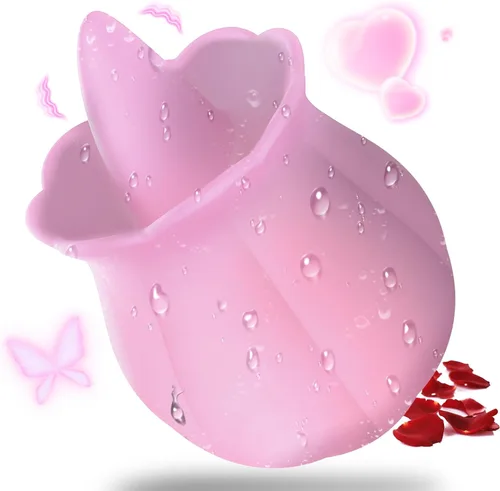 Juguetes Sexuales Vibrador Dildo Rosa, Juguete para Adultos con 10 Velocidades de Vibración para Mujeres Clítoris Pezón, Juguete Sexual de Lengua