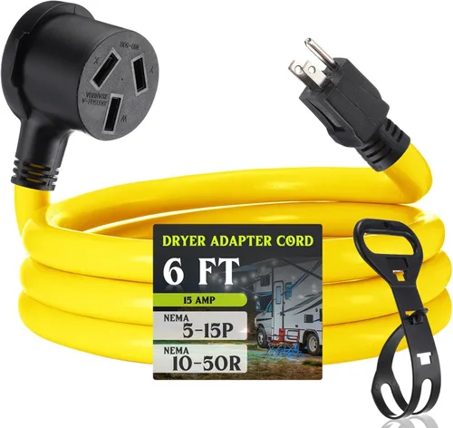 Miniatura 18 de Kanayu Cable adaptador de secadora NEMA 5-15P a 10-30R 15 amperios 1 pie NEMA 5-15P macho a 10-30R hembra adaptador de corriente 15 amperios 3