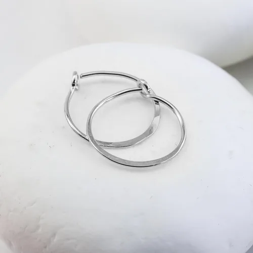 Miniatura 53 de Aretes de aro finos martillados, elegantes plata esterlina geométrica sólida, relleno de oro y relleno de oro rosa; para mujer por Lotus Stone
