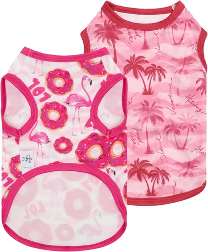 Miniatura 14 de CuteBone Paquete de 2 camisas para perros, ropa suave para mascotas, chaleco de verano transpirable para cachorros pequeños y ropa elástica