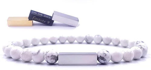 Miniatura 67 de Pulseras de cuentas personalizadas, Pulsera de piedras preciosas de 0.236 in, Pulsera grabada con láser, Pulsera de piedra natural, Pulseras unisex