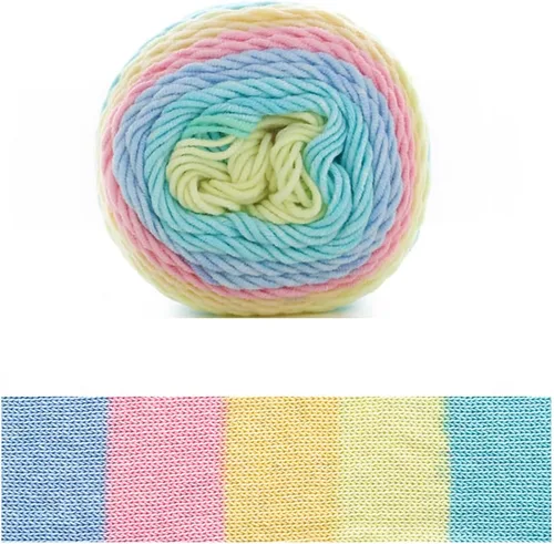 Miniatura 30 de Hilo de color de algodón para tartas, hilo multicolor arcoíris para tejer y tejer a ganchillo, 2 bolas de 7.05 oz, 45% algodón, 55% acrílico, hilo