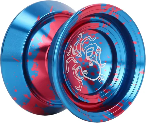 Miniatura 6 de Asixxsix Responsive Yoyo, Yoyo profesional de aleación de aluminio de metal con guante, 3 cuerdas y patrón de pulpo, repuesto avanzado de bola Yoyo