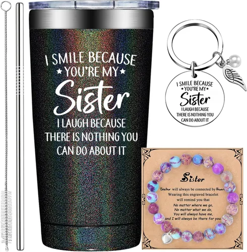 Miniatura 13 de Grifarny Regalos para Hermanas - Cumpleaños, Navidad, Regalo del Día de la Madre para Hermanas - Taza de Café "I Smile Because You are My Sister
