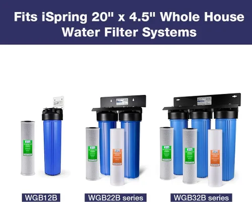 Miniatura 4 de iSpring FC25B - Cartucho de repuesto para filtro de agua para toda la casa, bloque de carbono CTO, 20 x 4.5 pulgadas y FP220BX2 de alta capacidad x