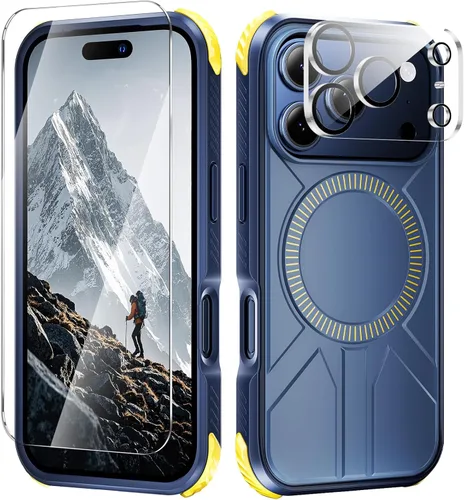 Miniatura 56 de Tigowos - Funda magnética para iPhone 15, resistente a las caídas, sensación de piel mate, a prueba de golpes, delgada, negro mate