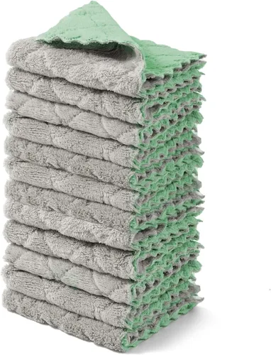kimteny Paquete de 12 Paños de Cocina, Paños de Cocina Premium de 10x10 Pulgadas, Toallas de Cocina Súper Absorbentes de Terciopelo Coral Paños