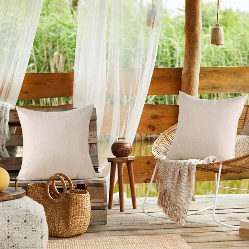 Miniatura 2 de OTOSTAR Paquete de 2 fundas de almohada impermeables para interiores y exteriores de 18 x 18 pulgadas, fundas de almohada decorativas para jardín