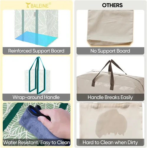 Miniatura 8 de BALEINE 2 PK Grocery Bags Reusable Shopping Bags with Reinforced Bottom, Heavy Duty Foldable Tote Bags (Antique Folidage)