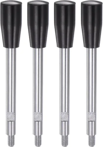 HARFINGTON 4 manijas de sujeción M6 Rosca 115mm (4.5 ") de longitud cromada giratoria manivela agarre volante tornillo vástago para máquina de torno