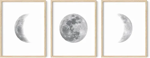 Miniatura 15 de HAUS AND HUES Fases de la Luna - Decoración de pared – Juego de 5 impresiones artísticas de fases lunares, carteles celestiales, 8 x 10 pulgadas sin