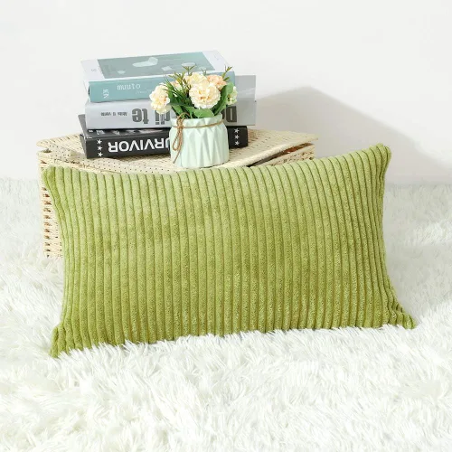Miniatura 18 de Artscope Fundas de Almohada de Pana a Rayas Acogedoras Súper Suaves Decorativas Oblongas Fundas de Almohada Decorativa Funda de Cojín para Sofá