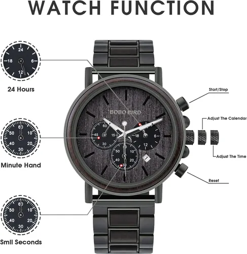 Miniatura 2 de 2win - Reloj de madera con grabado personalizado para hombre, reloj para de cumpleaños, aniversario, para tu novio, enamorado, prometido, esposo
