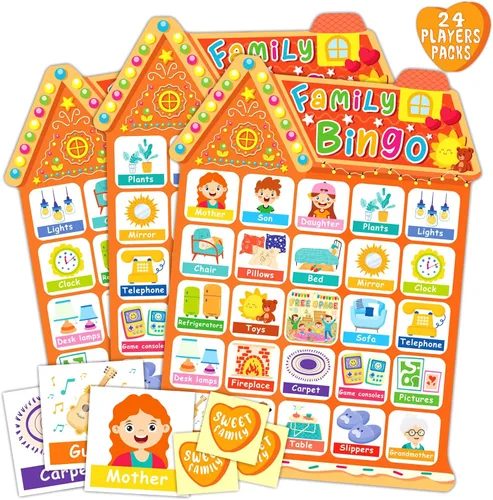 Miniatura 11 de YTSQLER Juego de bingo de Navidad para niños de 24 jugadores, tarjetas de bingo de Navidad, juegos de fiesta de vacaciones para familia, escuela
