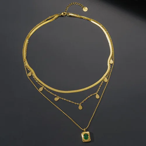 Miniatura 6 de Paxuan Juego de collar de cadena de eslabones en capas de oro de 14 quilates para mujer, gargantilla de cadena de oro, pulseras apilables