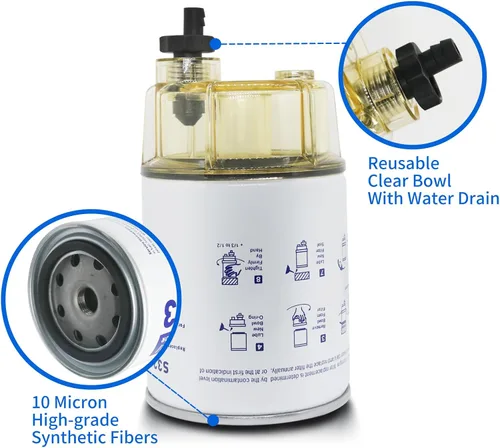 Miniatura 3 de S3213 Filtro Separador de Agua de Combustible Compatible con Motor Fuera de Borda Marino Mercury Yamaha Racor Sierra Motor de Barco 10 Micron
