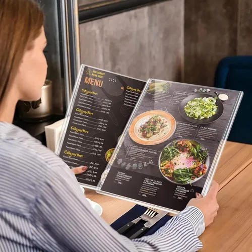 Miniatura 2 de Fundas de menú de 8.5 x 11, paquete de 18, 2 fundas para menú de restaurante, todas las fundas de menú de vinilo transparente, soporte para menú