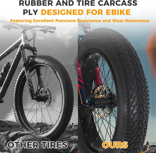 Miniatura 4 de 20x4.0/ 20x3.0/ 26x4.0 Fat Bike Tires, 20x4/ 20x3/ 26x4 Fat Tire Tube and Bicycle Repair Tool Kit, Foldable Heavy Duty Off-Road Bike, Ebike Fat