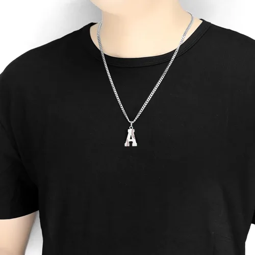 Miniatura 4 de AIAINAGI Collar de béisbol con letra A-Z para niños, dije de béisbol de acero inoxidable, cadena de plata de 22 pulgadas, regalo de béisbol