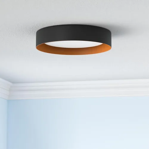 Miniatura 2 de Bargeni Lámpara de techo empotrada, lámpara de techo LED de 12.5 pulgadas, 5CCT regulable/2700K-6000K/20W, negro mate con acento de madera, montaje