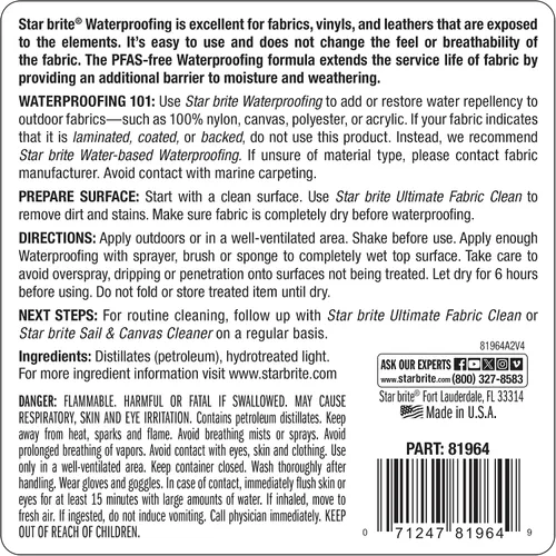 Miniatura 2 de STAR BRITE Spray impermeabilizante, repelente de manchas + protección UV para cubiertas de barcos, cubiertas de automóvil, tapas de bimini, tiendas