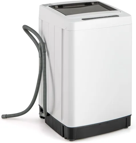 COSTWAY Lavadora portátil, lavadora portátil completamente automática de 11 libras con 8 modos, 10 niveles de agua, pantalla LED y bomba de drenaje