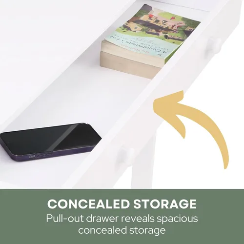 Miniatura 6 de Convenience Concepts - Mesa auxiliar con 1 cajón, color blanco, colección Oxford