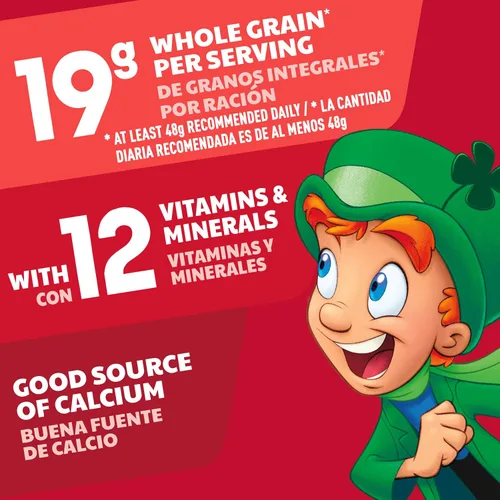 Miniatura 7 de Lucky Charms Cereal sin gluten con malvaviscos, cereales para el desayuno para niños, hecho con grano entero, tamaño grande, 14.9 onzas