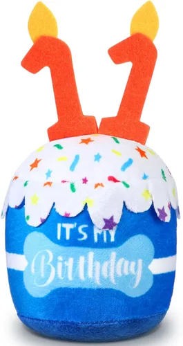 Miniatura 13 de Dansydaisy Accesorios de juguete de pastel de cumpleaños para perros, regalos para niñas y niños, juguete de peluche chirriante para decoración