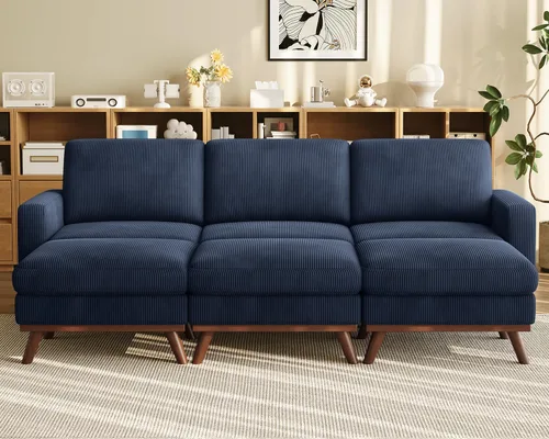 Miniatura 51 de Vesgantti Sofá modular en forma de U de 119 pulgadas, sofá modular de pana con asiento profundo y soporte de resortes, sofá convertible con 2 Beige