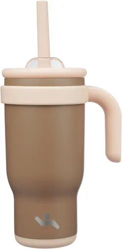 Miniatura 8 de Konokyo Vaso de 14 onzas con asa lateral, botella de agua aislada con popote y tapa 2 en 1, taza de acero inoxidable, taza de café de viaje